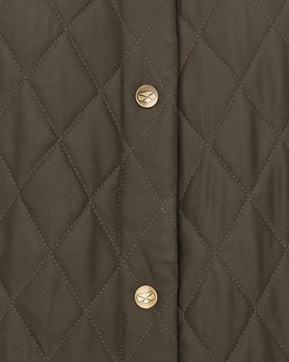 Forest Green Coloured Hoggs of Fife Womens Ladybank Quilted Jacket on white background 