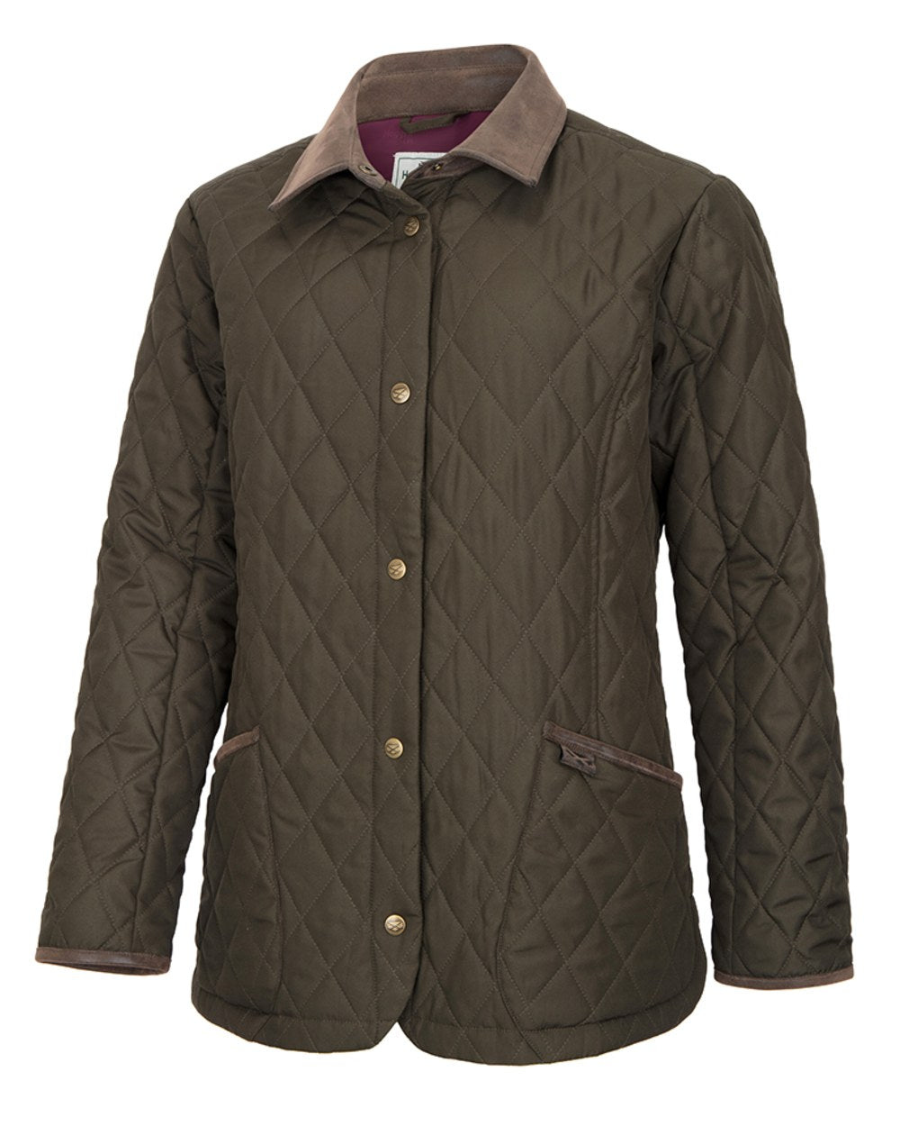 Forest Green Coloured Hoggs of Fife Womens Ladybank Quilted Jacket on white background 