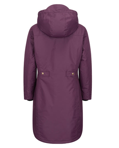 Black Berry Coloured Hoggs of Fife Womens Walker Long Coat on white background 