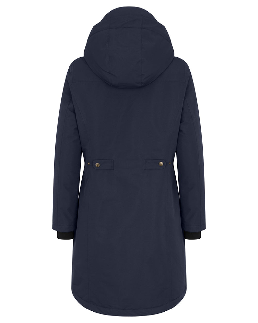 Navy coloured Hoggs of Fife Womens Walker Long Coat on white background 