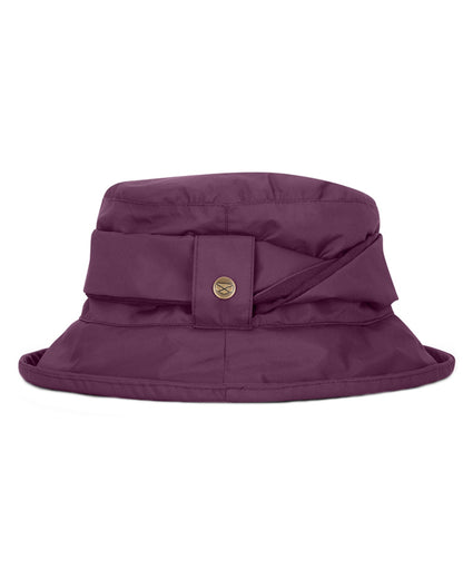 Blackberry Coloured Hoggs of Fife Womens Walker Waterproof Twist Hat on white background 