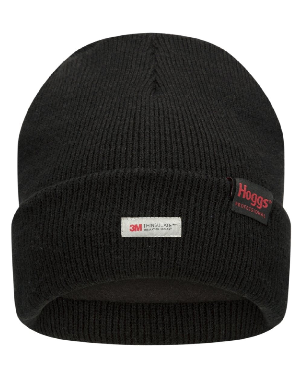 Black coloured Hoggs of Fife Knitted Thinsulate Waterproof Beanie on white background 