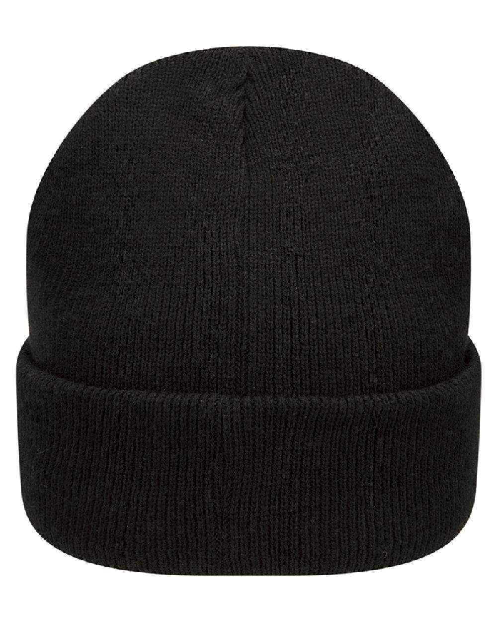 Black coloured Hoggs of Fife Knitted Thinsulate Waterproof Beanie on white background 