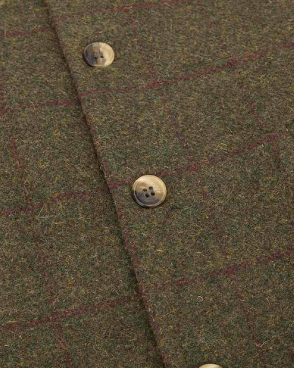 Olive/Wine coloured Hoggs of Fife Tummel Tweed Dress Waistcoat on white background 