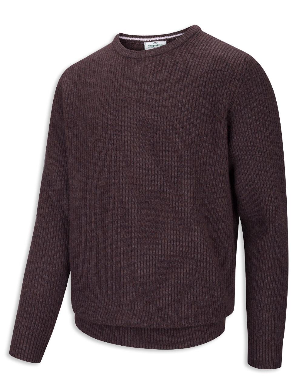 Hoggs of Fife Borders Ribbed Knit Pullover in Redwood 