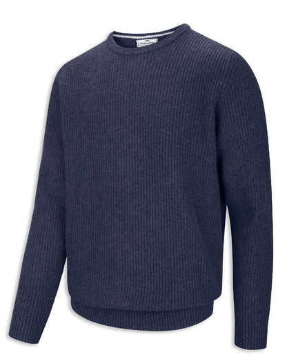 Hoggs of Fife Borders Ribbed Knit Pullover in Indigo 