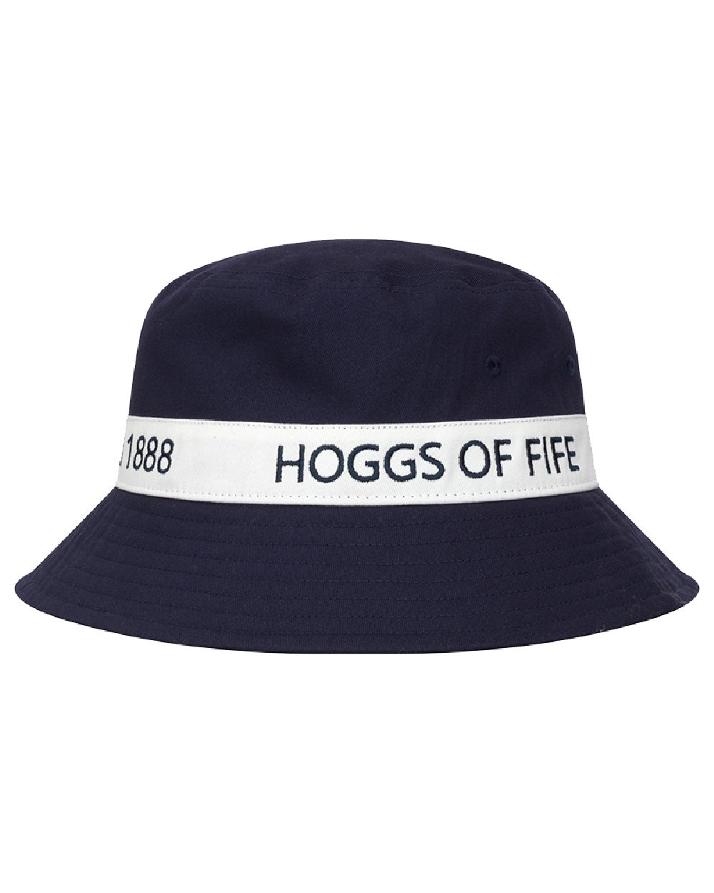 Navy White coloured Hoggs of Fife Dumfries 1888 Bucket Hat on white background 