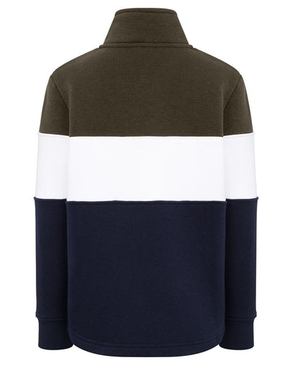 Forest White Navy coloured Hoggs of Fife Junior Dumfries 1888 Quarter Zip Top on white background 
