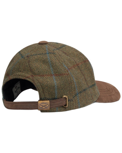 Green coloured Hoggs of Fife Kingussie Tweed Baseball Cap on white background 