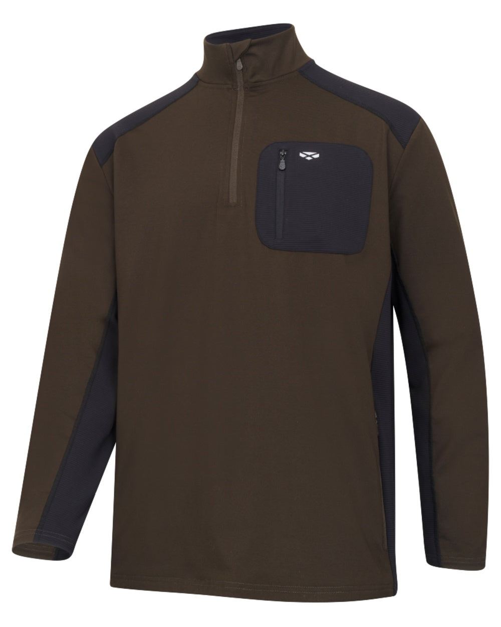 Green Black coloured Hoggs of Fife Mens Barra Active Quarter Zip Top on white background 