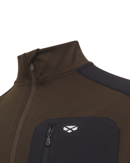 Green Black coloured Hoggs of Fife Mens Barra Active Quarter Zip Top on white background 