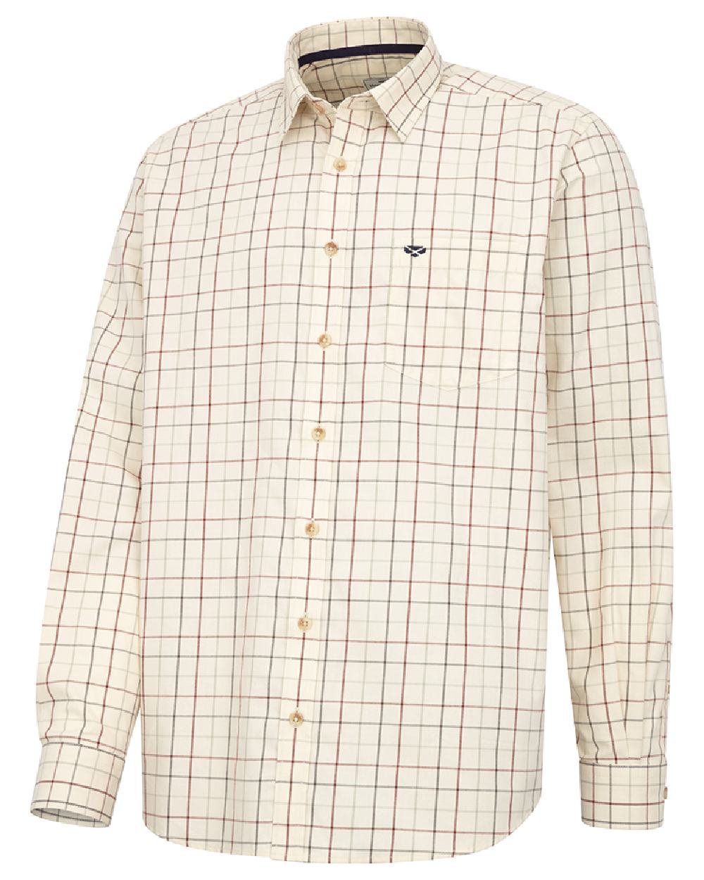 Rust coloured Hoggs of Fife Mens Chieftain Premier Tattersall Shirt on white background 
