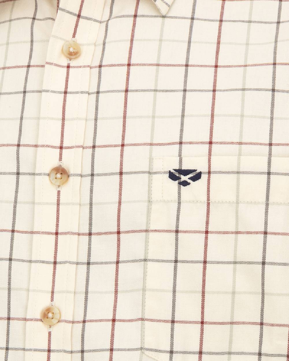 Rust coloured Hoggs of Fife Mens Chieftain Premier Tattersall Shirt on white background 