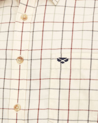 Rust coloured Hoggs of Fife Mens Chieftain Premier Tattersall Shirt on white background 
