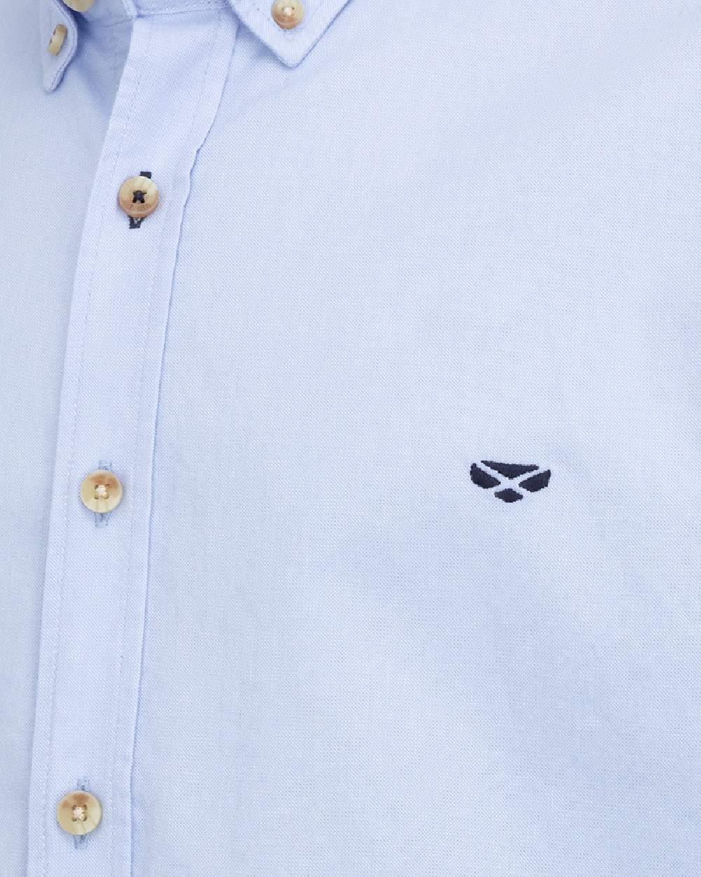 Blue coloured Hoggs of Fife Mens Granton Oxford Shirt on white background 