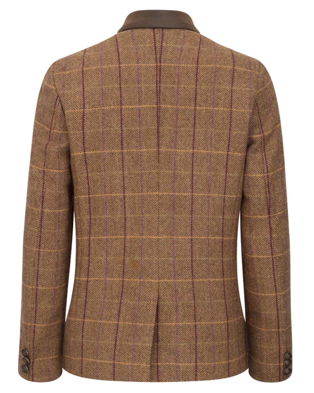 Bracken Blackberry coloured Hoggs of Fife Womens Eden Tweed Hacking Jacket on white background 