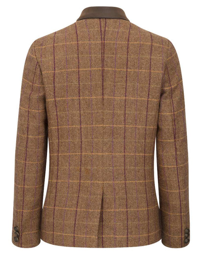 Bracken Blackberry coloured Hoggs of Fife Womens Eden Tweed Hacking Jacket on white background 