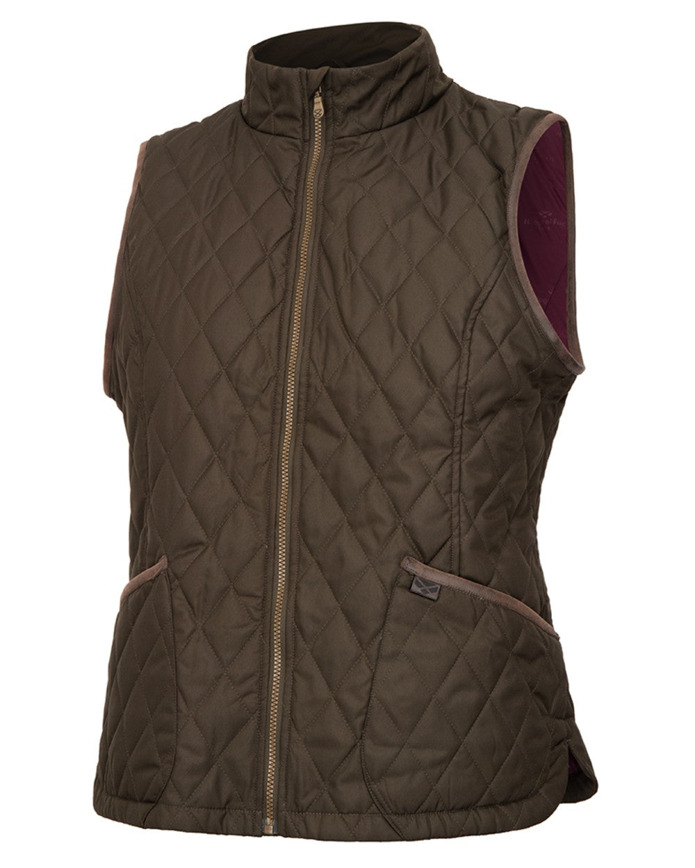 Forest Green coloured Hoggs of Fife Womens Ladybank Quilted Gilet on white background 