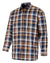Hoggs of Fife Arran Micro Fleece Lined 100% Cotton Shirt in Navy/Brown Check #colour_navy-brown-check