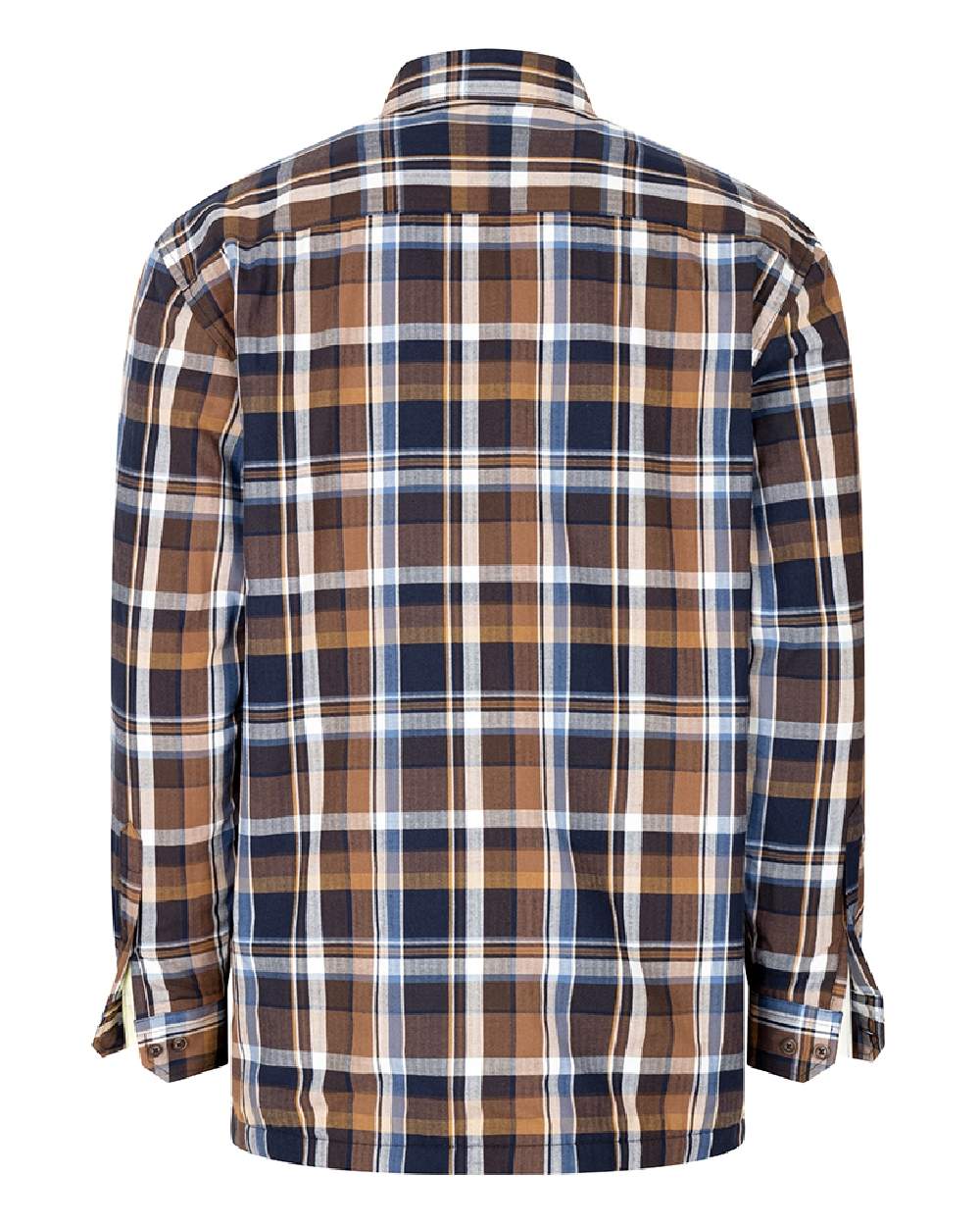 Hoggs of Fife Arran Micro Fleece Lined 100% Cotton Shirt in Navy/Brown Check 
