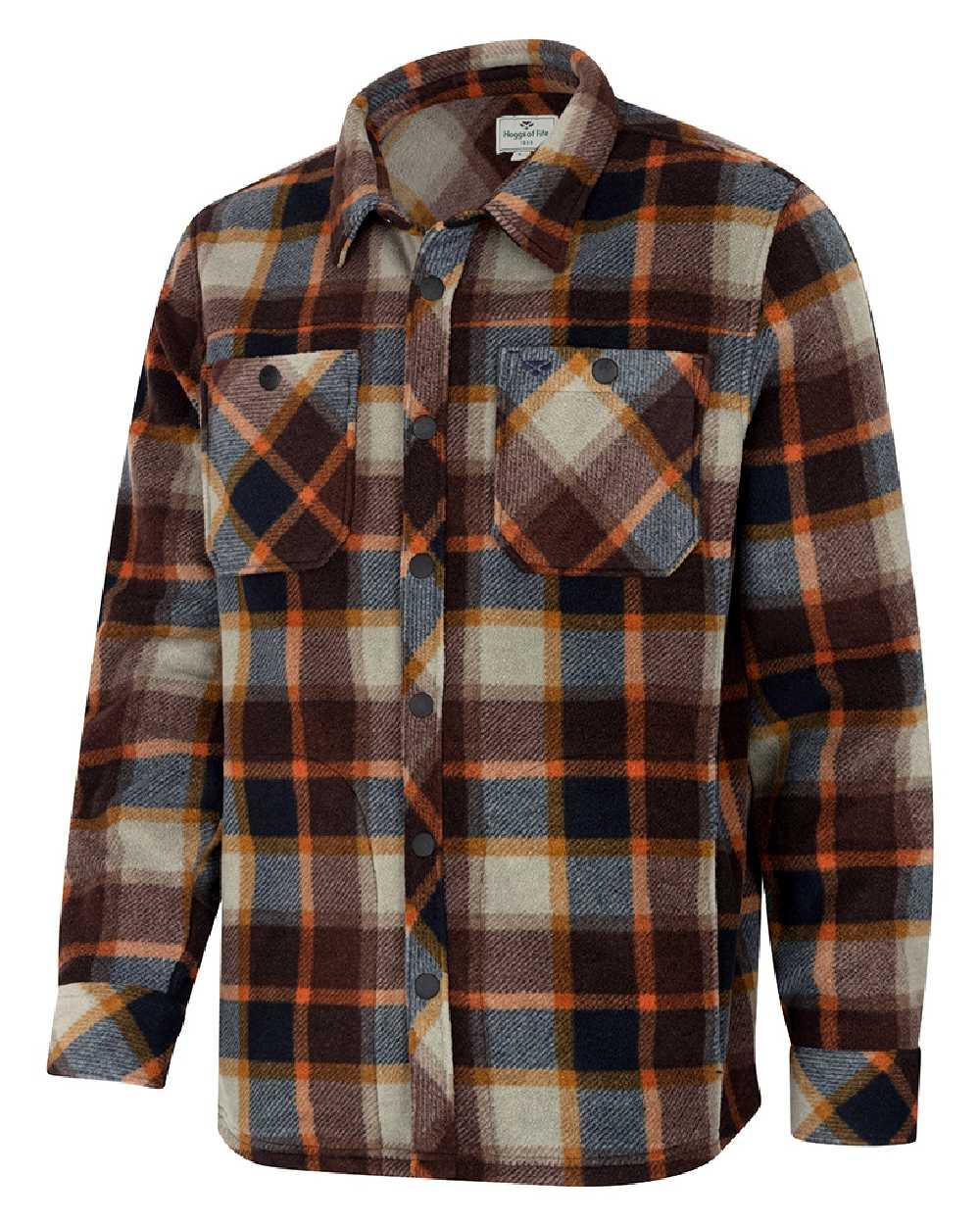 Hi Vis Orange Plaid Hooded Quilted Flannel Shirt Jacket
