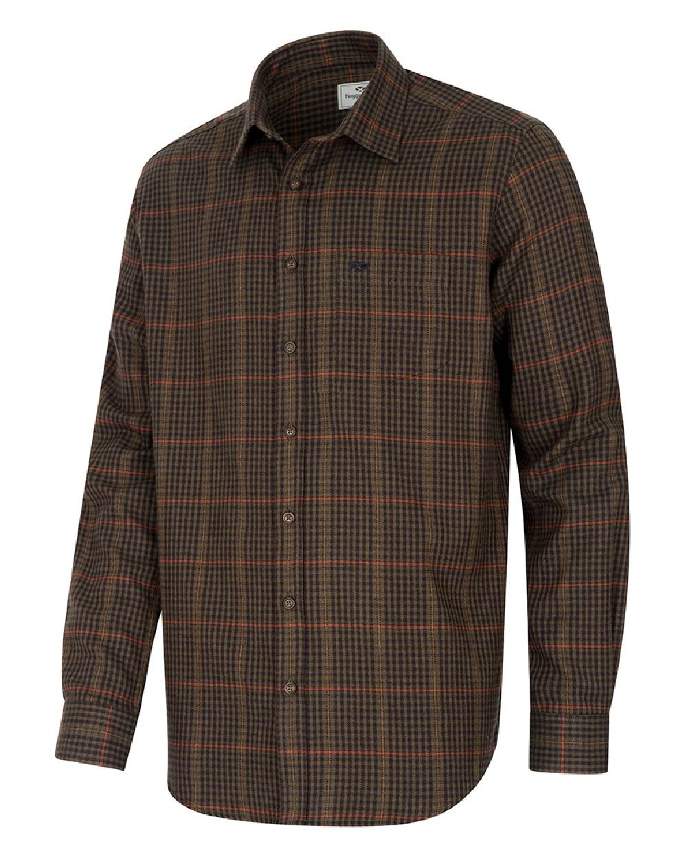 Hoggs of Fife Harris Cotton Wool Twill Check Shirt in Green 