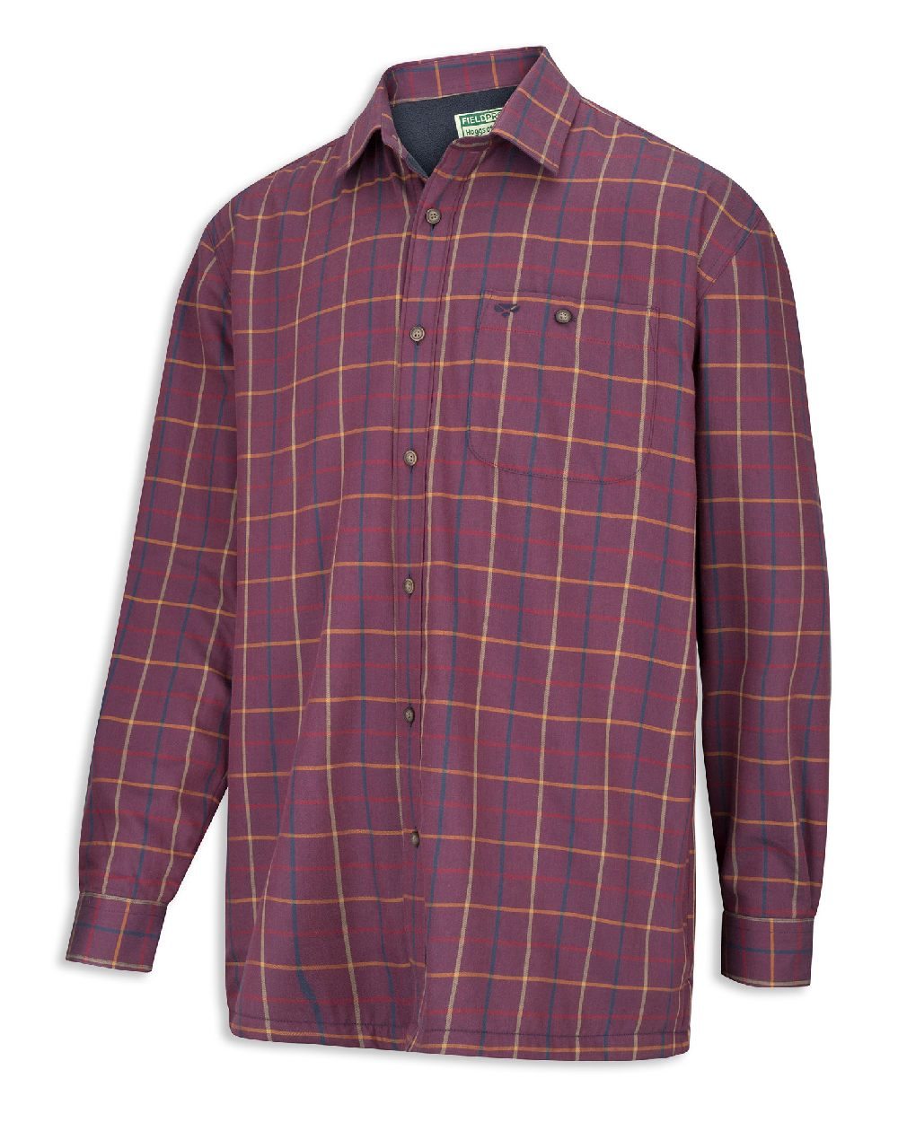 Hoggs of Fife Micro Fleece Lined Shirt in Bramble 