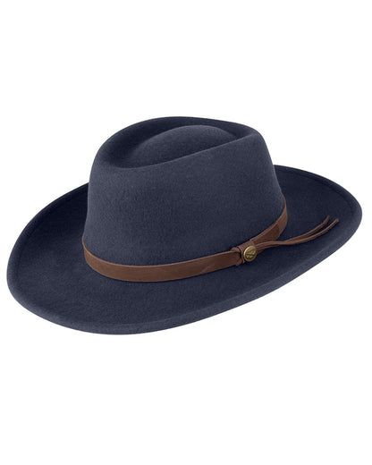 Navy Coloured Hoggs Of Fife Perth Crushable Felt Hat On A White Background 