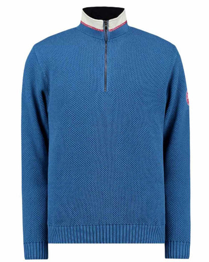 Copen Blue Coloured Holebrook Mens Classic Knitted Windproof Sweater on white background 