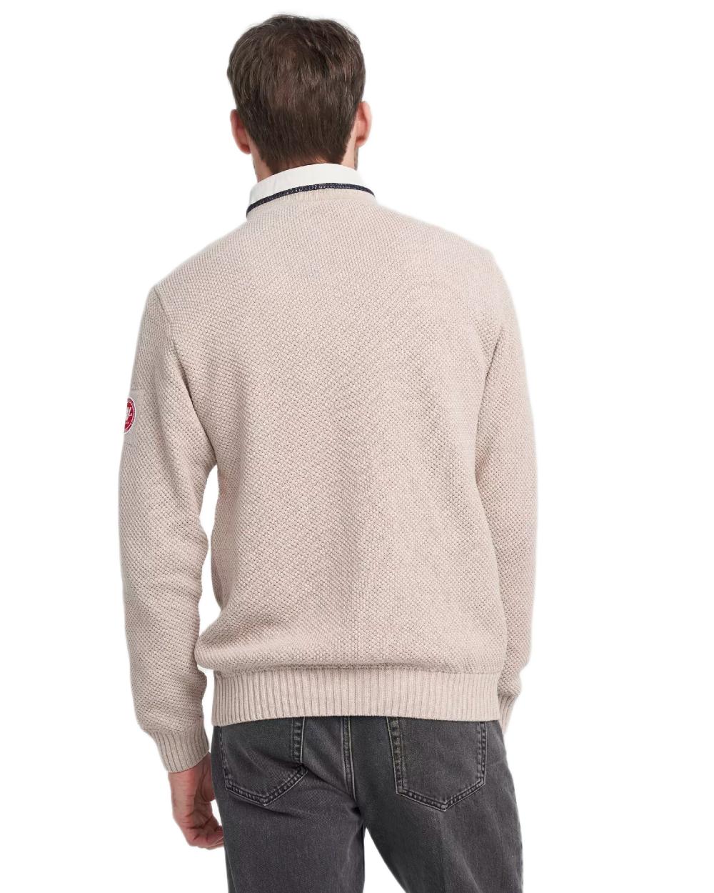 Khaki Coloured Holebrook Mens Classic Knitted Windproof Sweater on white background 