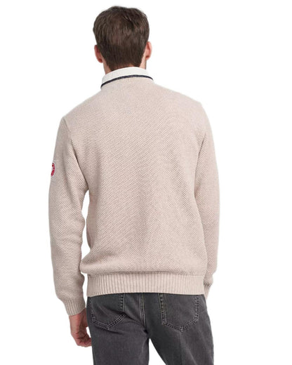 Khaki Coloured Holebrook Mens Classic Knitted Windproof Sweater on white background 