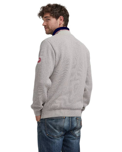 Light Grey Coloured Holebrook Mens Classic Knitted Windproof Sweater on white background 