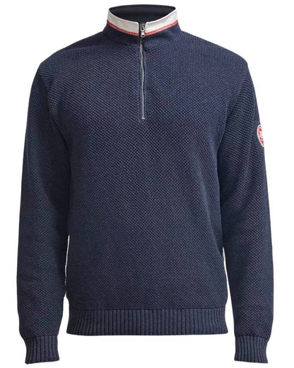 Navy Mel Coloured Holebrook Mens Classic Knitted Windproof Sweater on white background 