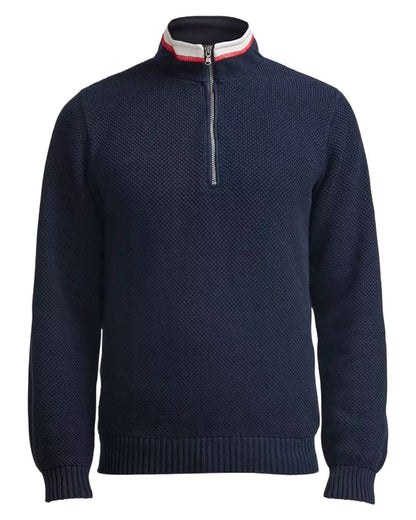 Navy Coloured Holebrook Mens Classic Knitted Windproof Sweater on white background 