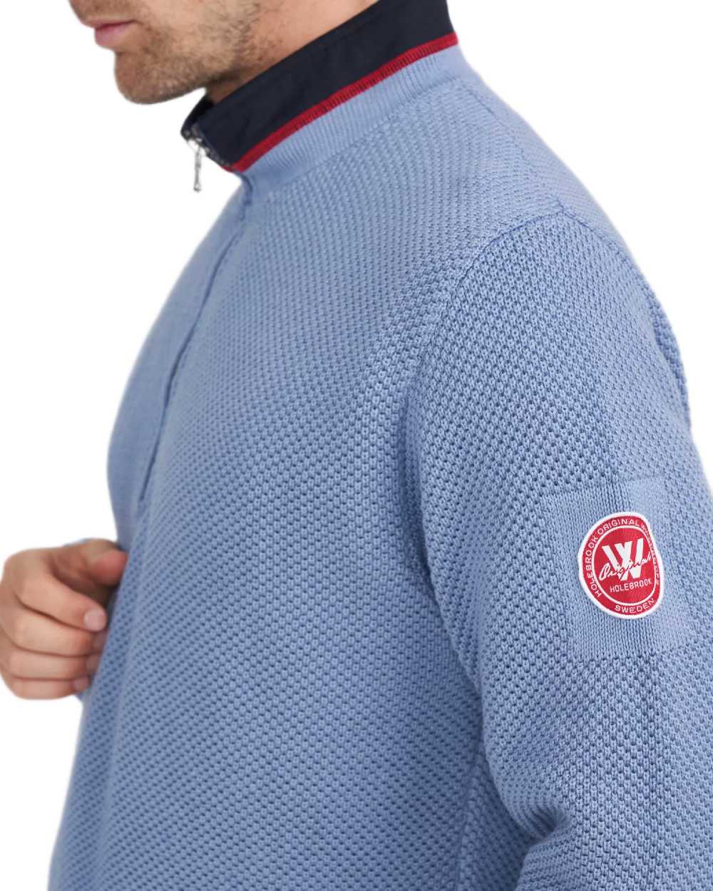 Stonewash Coloured Holebrook Mens Classic Knitted Windproof Sweater on white background 