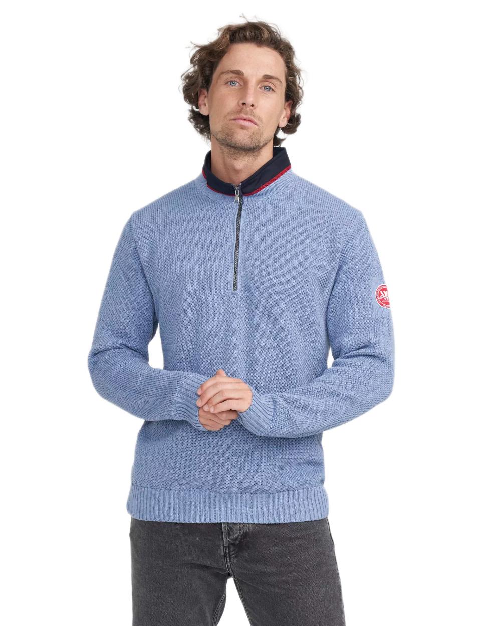 Stonewash Coloured Holebrook Mens Classic Knitted Windproof Sweater on white background 