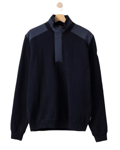 Navy Coloured Holebrook Mens Eskil T-Neck Knitted Windproof Sweater on white background 
