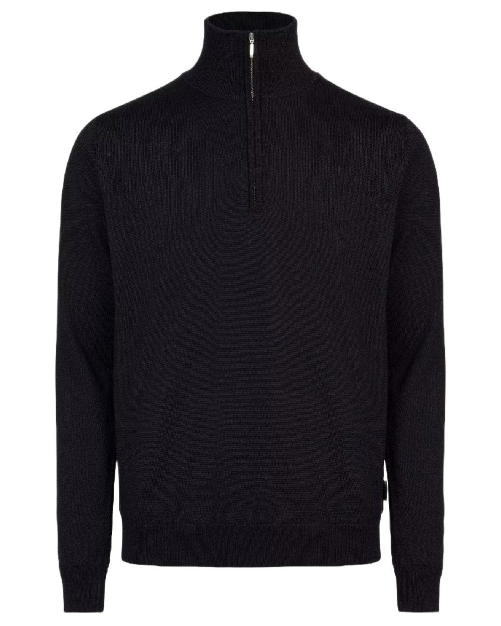 Black Coloured Holebrook Mens Jesper T-neck Knitted Windproof Sweater on white background 