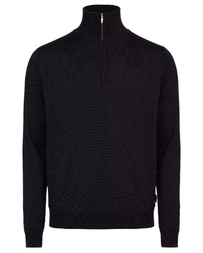 Black Coloured Holebrook Mens Jesper T-neck Knitted Windproof Sweater on white background 