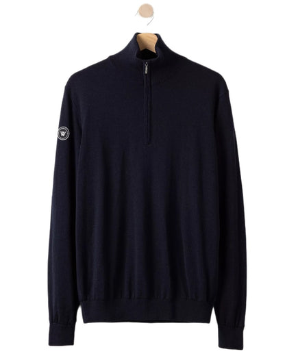 Dark Navy Coloured Holebrook Mens Jesper T-neck Knitted Windproof Sweater on white background 