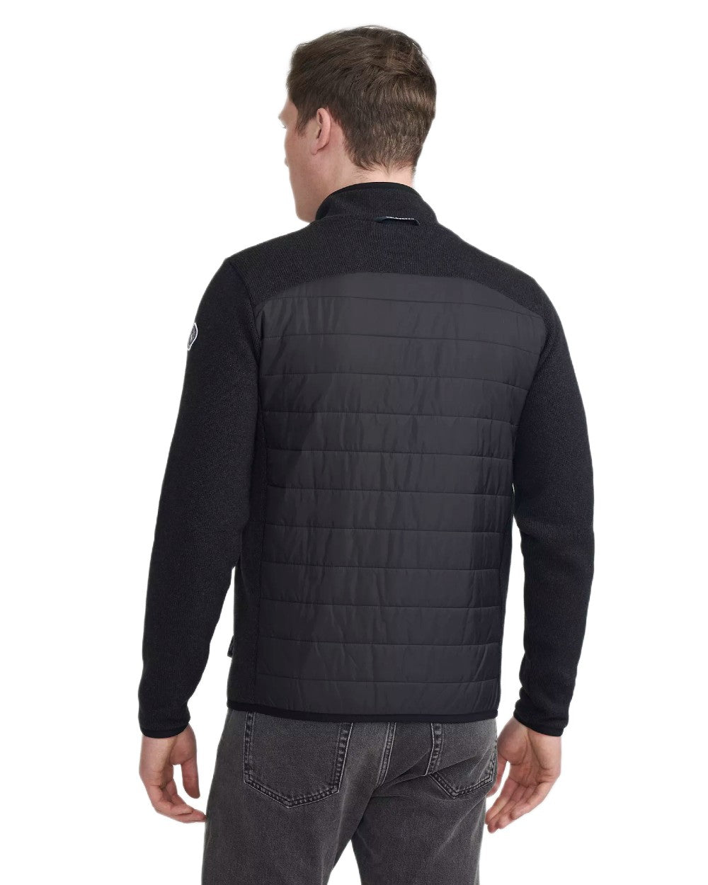 Black Mel Coloured Holebrook Mens Peder Knitted Wind-Lined Jacket on white background 