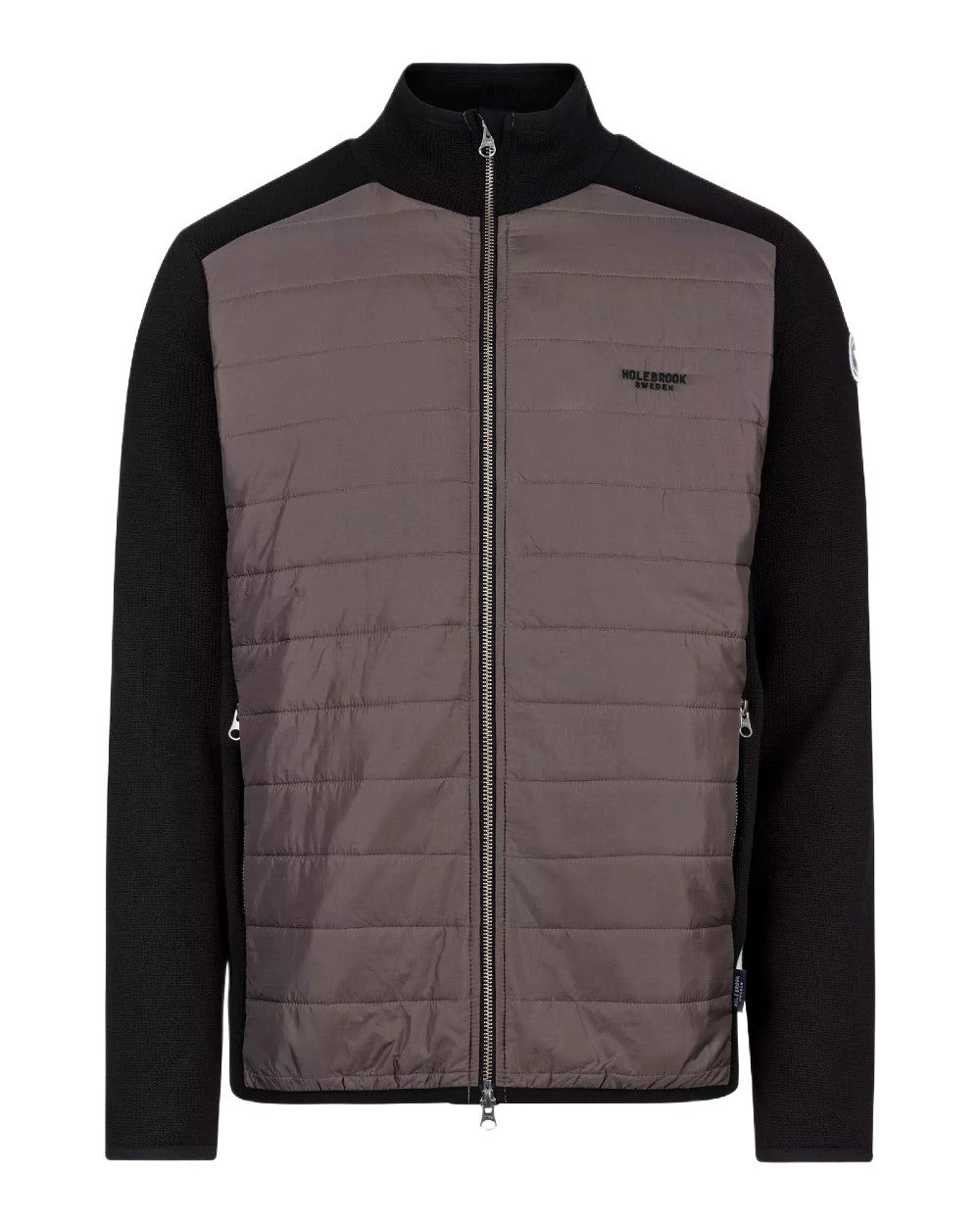 Black Mole Coloured Holebrook Mens Peder Knitted Wind-Lined Jacket on white background 