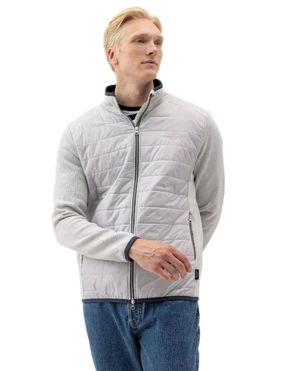 Marble Grey Coloured Holebrook Mens Peder Knitted Wind-Lined Jacket on white background 