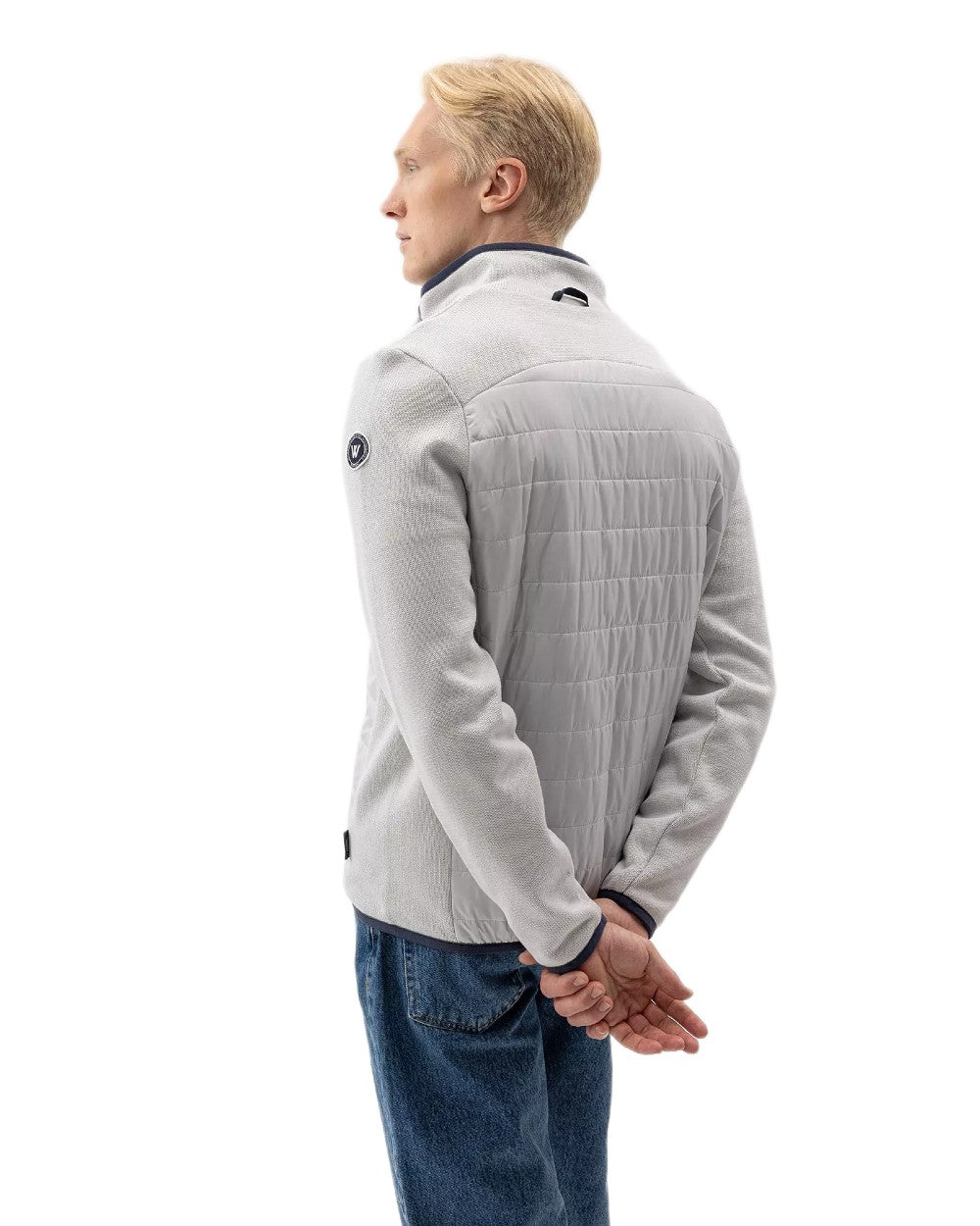 Marble Grey Coloured Holebrook Mens Peder Knitted Wind-Lined Jacket on white background 