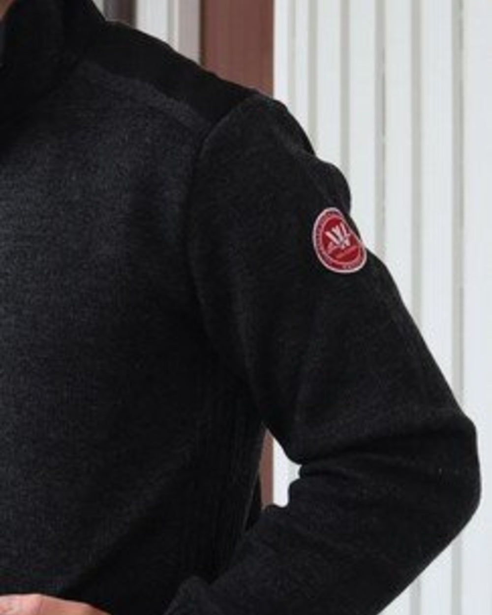 Anthracite Mel Coloured Holebrook Mens Peter Wool Full Zip Windproof Jacket on outdoor background 