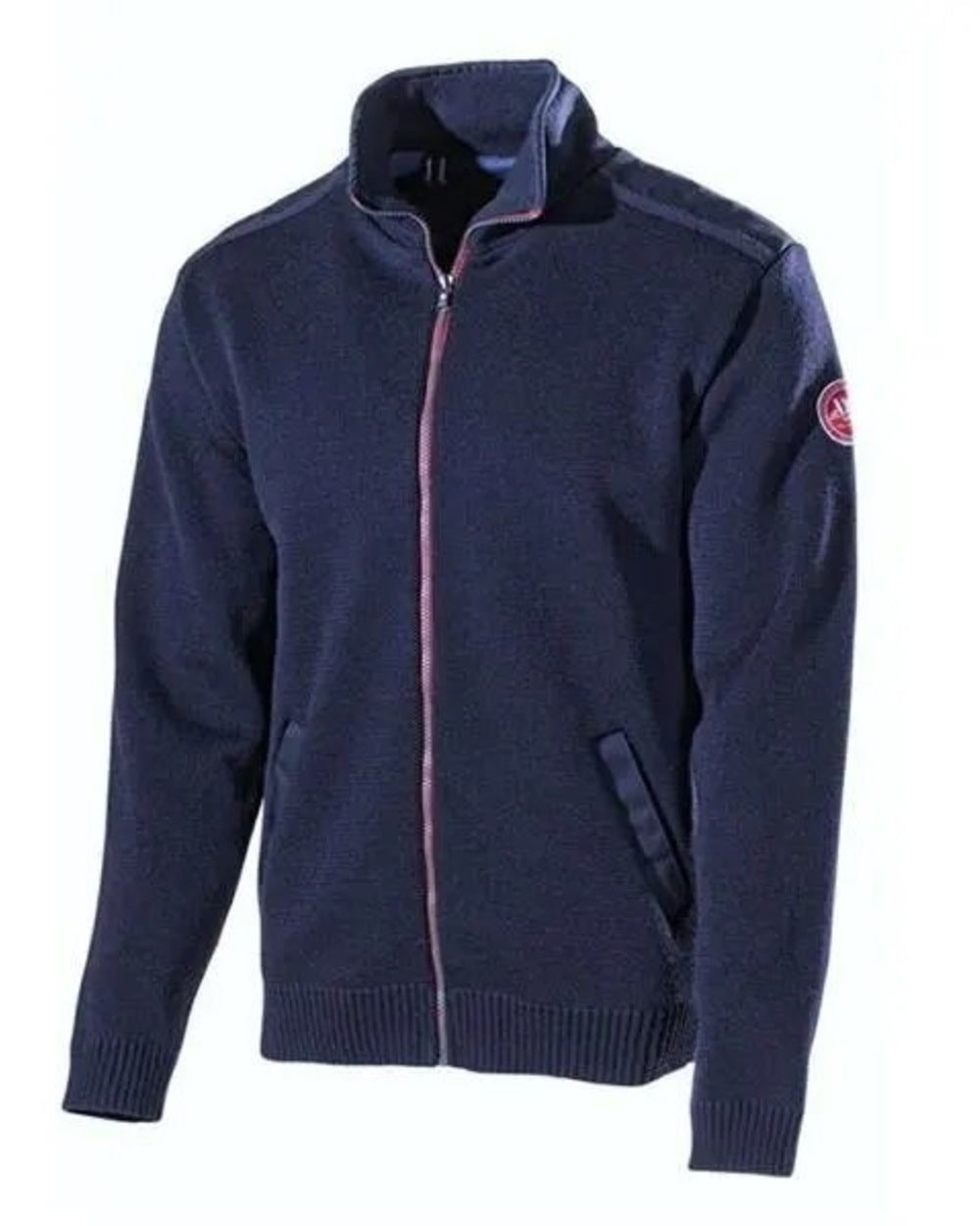 Navy Coloured Holebrook Mens Peter Wool Full Zip Windproof Jacket on white background 