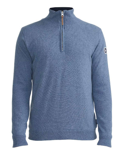 Fade Blue Coloured Holebrook Mens Stellan T-neck Knitted Windproof Sweater on white background 