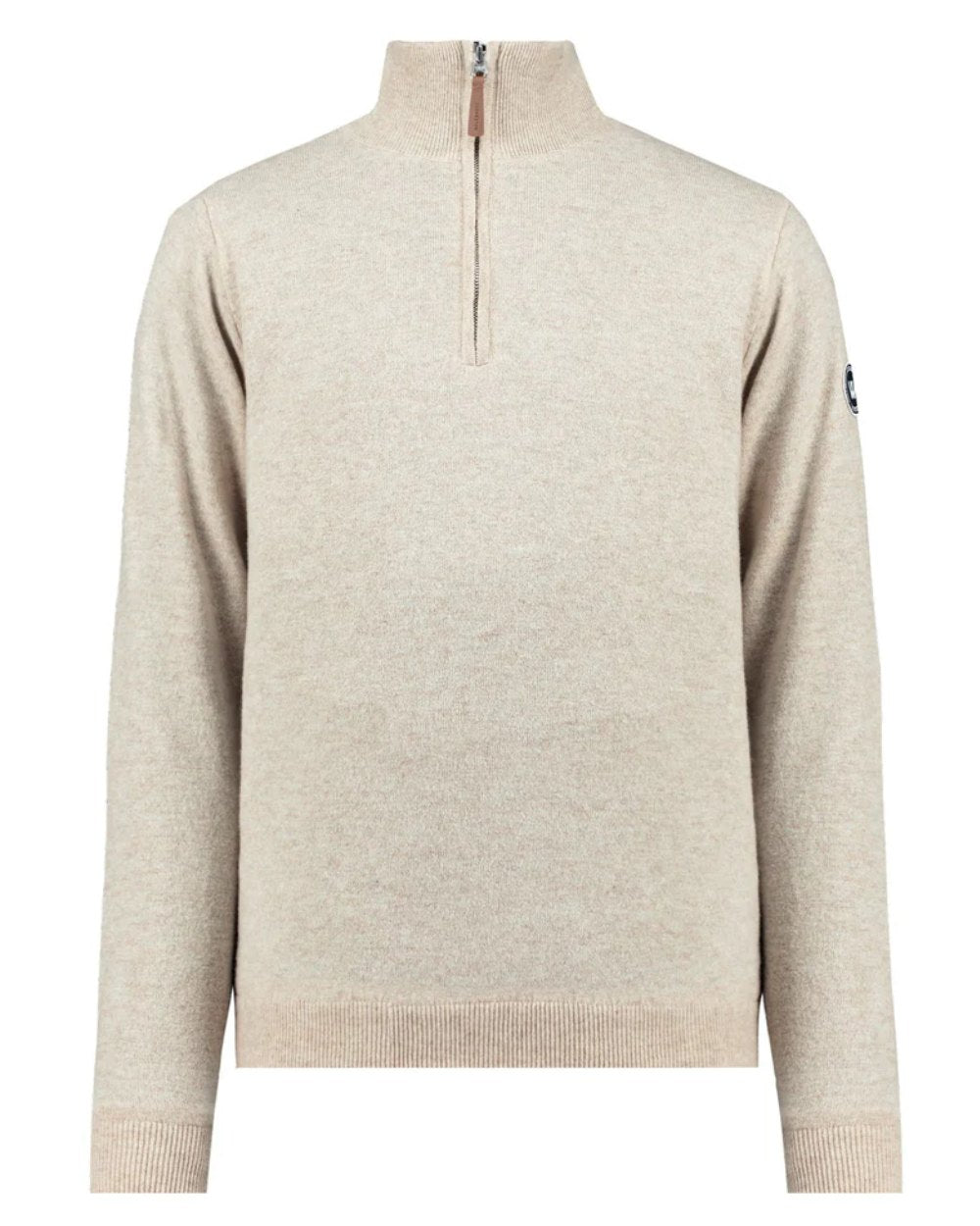 Sand Colour Coloured Holebrook Mens Stellan T-neck Knitted Windproof Sweater on white background 