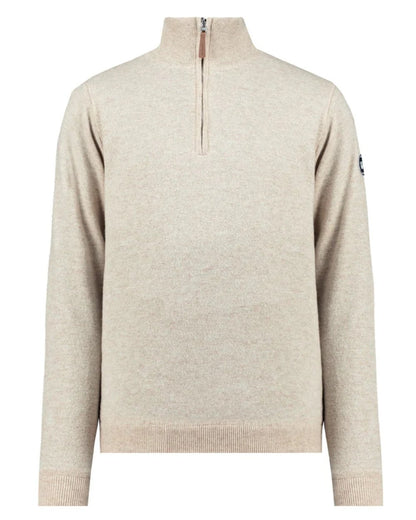 Sand Colour Coloured Holebrook Mens Stellan T-neck Knitted Windproof Sweater on white background 