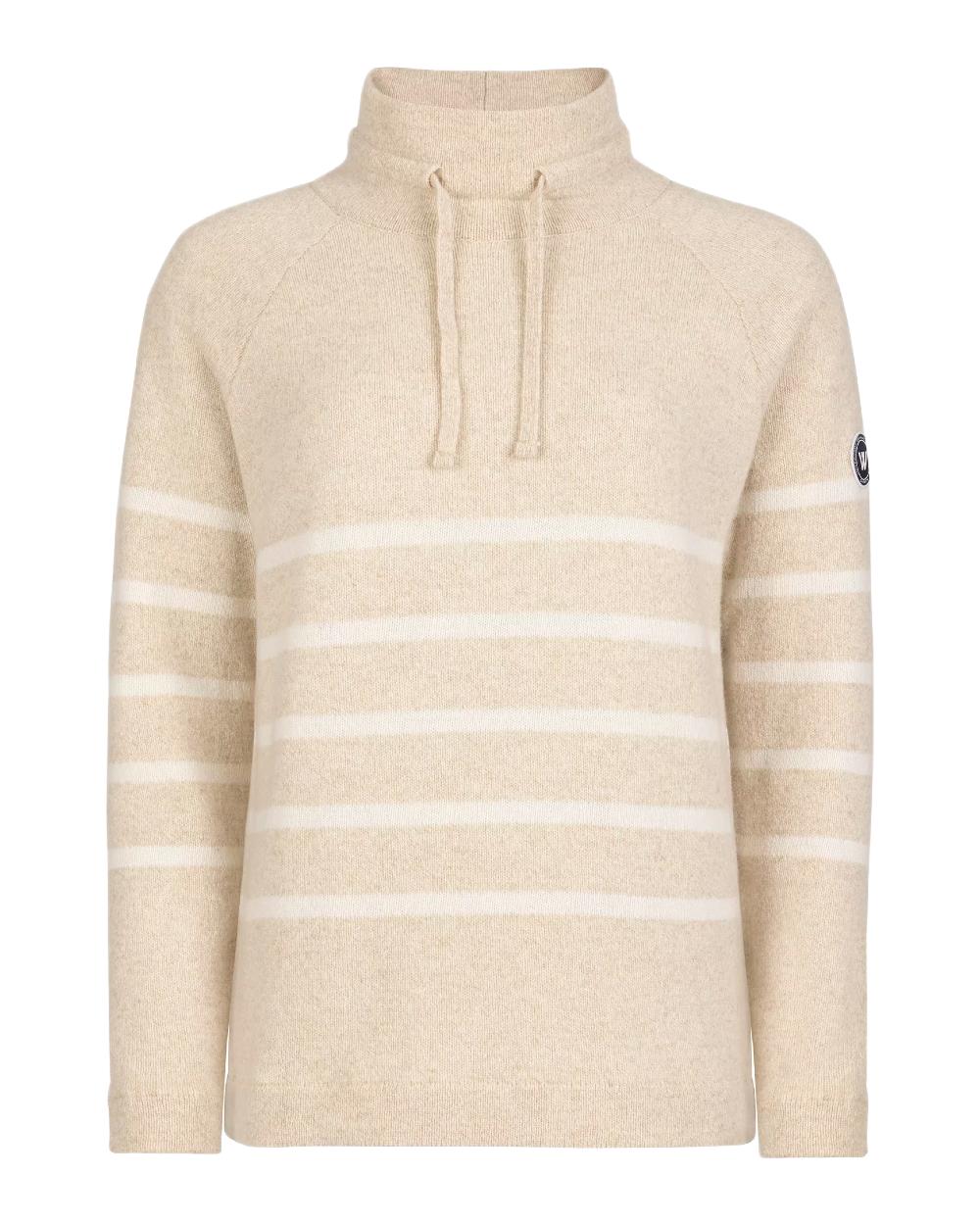 Creme Off White Coloured Holebrook Womens Angelika Knitted Windproof Sweater on white background 